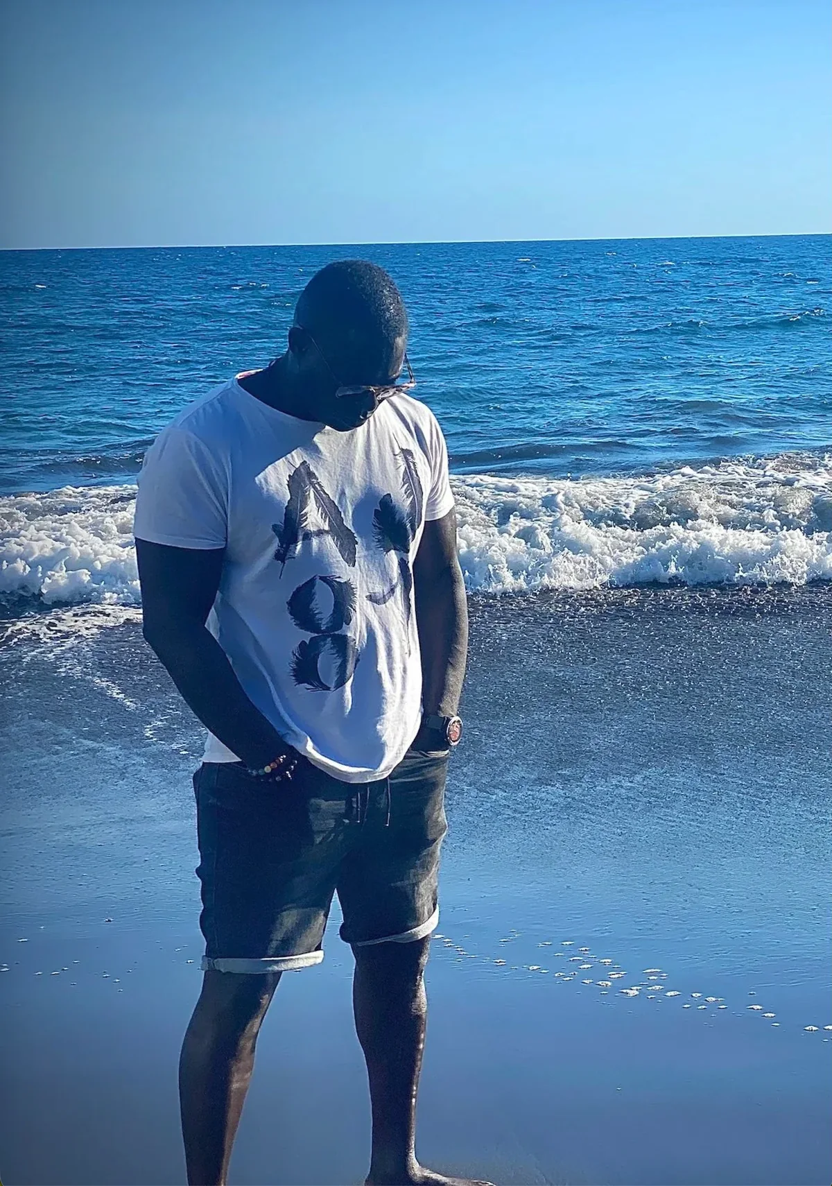 Lyndon Davis at the shoreline